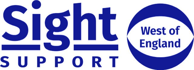 Sight Support West of England - logo The West of England Sight Support logo features the words "Sight" and "Support" in dark blue, with a dark blue circle containing the words "West of England" on a white oval background.